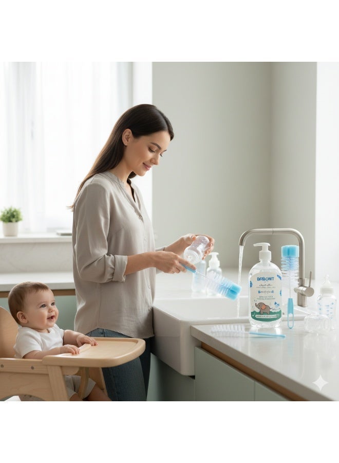 بابونيت منظف ببرونات وحلمات وأدوات تغذية الأطفال  من بابونيت -  500حجم مل | تركيبة نباتية آمنة، خالية من العطور والأصباغ والبارابين، ومختبرة من قبل أطباء الأطفال. - Image 4